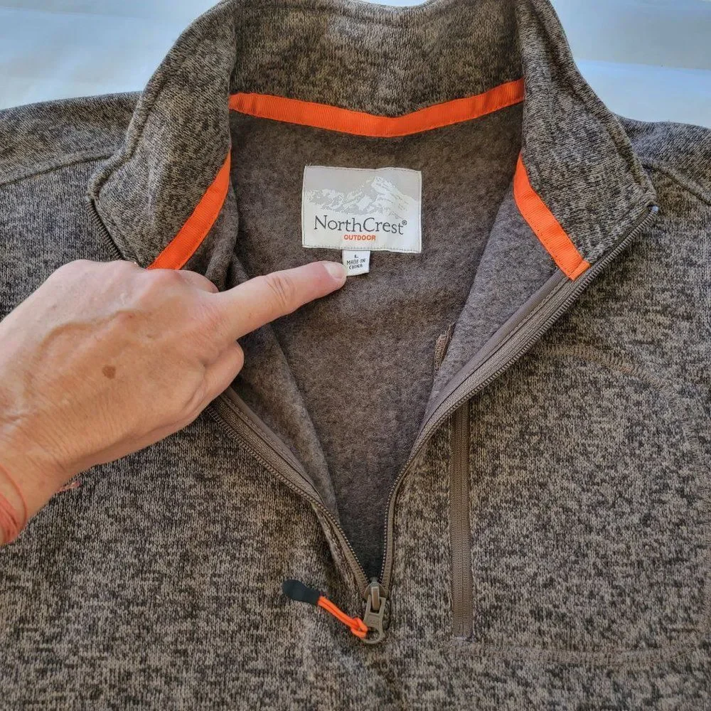 Northcrest Mock Neck Quarter Zip Shacket Mens L Shirt Jacket Brown‎ Long Sleeve